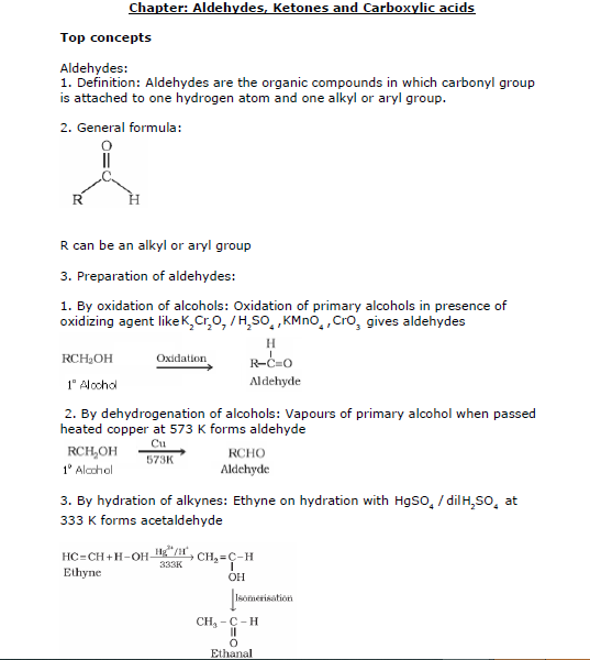 CBSE Class 12 Chemistry - Aldehydes, Ketones Chapter Notes 1