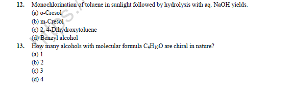 CBSE Class 12 Chemistry Alcohols Phenols And Ethers Worksheet Set C 5