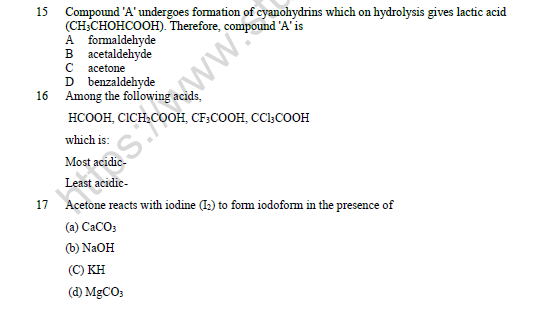 CBSE Class 12 Chemistry Aldehydes Ketones And Carboxylic Acids Question Bank Set D 6