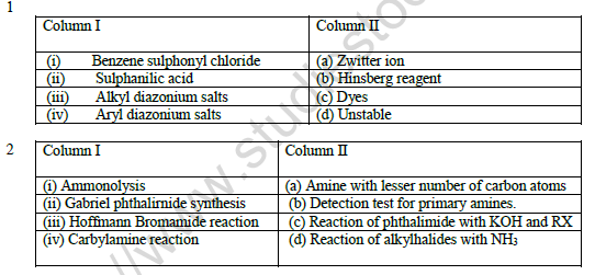 CBSE Class 12 Chemistry Amines Worksheet Set C 2
