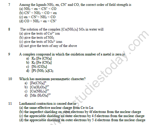 CBSE Class 12 Chemistry Coordination Compounds Worksheet Set C 3