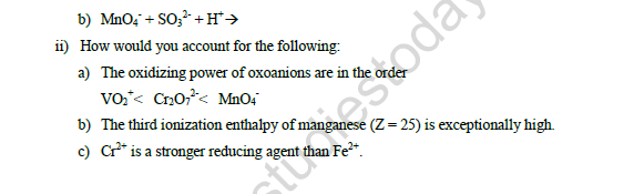 CBSE Class 12 Chemistry D And F Block Elements Worksheet Set B 5