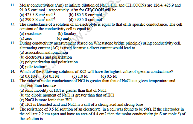 CBSE Class 12 Chemistry Electrochemistry Question Bank Set C 3