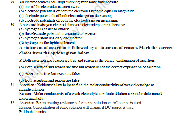 CBSE Class 12 Chemistry Electrochemistry Question Bank Set C 7