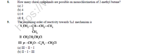 CBSE Class 12 Chemistry Haloalkanes And Haloarenes Question Bank Set B 3