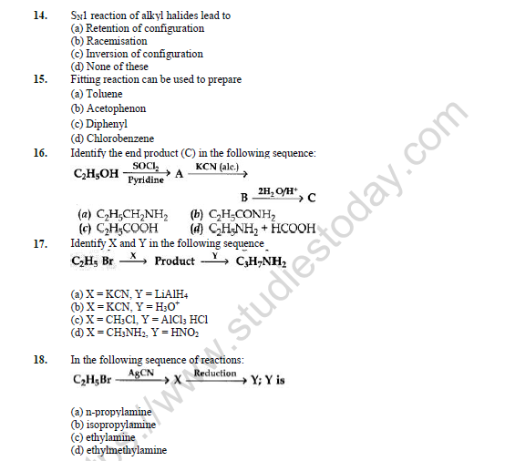 CBSE Class 12 Chemistry Haloalkanes And Haloarenes Question Bank Set B 6