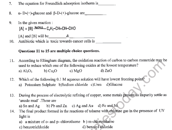 CBSE Class 12 Chemistry Question Paper 2020 Set C Solved 2