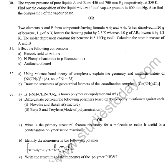 CBSE Class 12 Chemistry Question Paper 2020 Set C Solved 6
