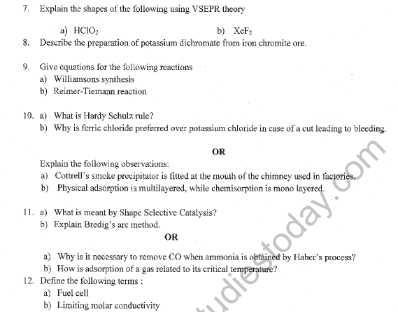 CBSE Class 12 Chemistry Question Paper 2022 Set C Solved 2