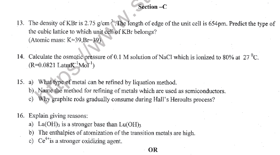 CBSE Class 12 Chemistry Question Paper 2022 Set C Solved 3