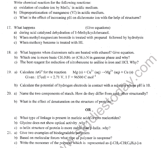 CBSE Class 12 Chemistry Question Paper 2022 Set C Solved 4