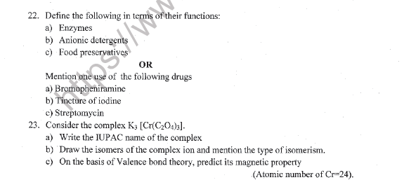 CBSE Class 12 Chemistry Question Paper 2022 Set C Solved 5