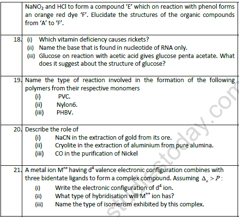 CBSE Class 12 Chemistry Sample Paper 2021 Set B 4