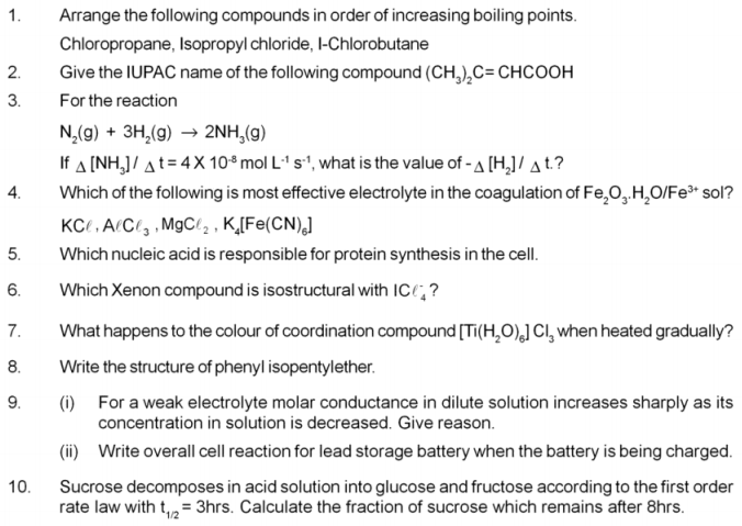 CBSE Class 12 Chemistry Sample Paper Set B Solved