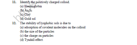 CBSE Class 12 Chemistry Surface Chemistry Question Bank Set B 3