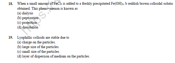 CBSE Class 12 Chemistry Surface Chemistry Question Bank Set B 5