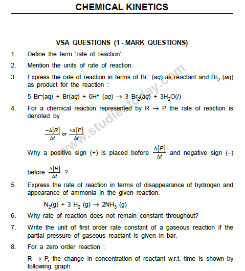 CBSE Class 12 Chemistry notes and questions for Chemical Kinetics Part C 1