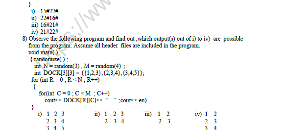 CBSE Class 12 Computer Science C++ Worksheet Set B 4