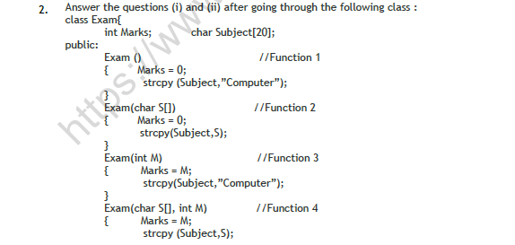 CBSE Class 12 Computer Science Constructor And Destructor Worksheet Set A 2