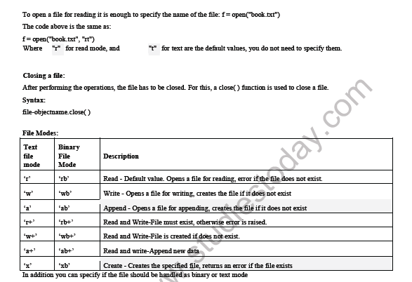 CBSE Class 12 Computer Science File Handling Notes 2