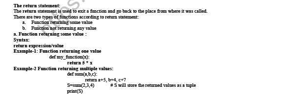 CBSE Class 12 Computer Science Functions In Python Notes 4