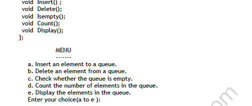 CBSE Class 12 Computer Science Implementation of Queue Worksheet Set A 3