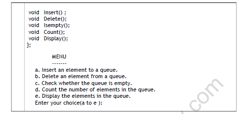 CBSE Class 12 Computer Science Implementation of Queue Worksheet Set B 3