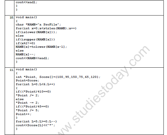 CBSE Class 12 Computer Science Pointers Worksheet 5