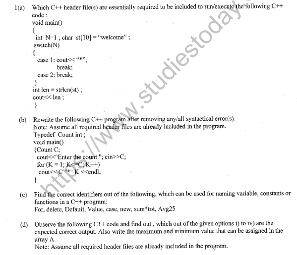 CBSE Class 12 Computer Science Question Paper 2021 Set B Solved 1