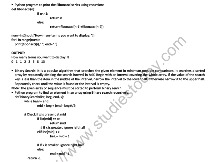 CBSE Class 12 Computer Science Recursion Notes 2