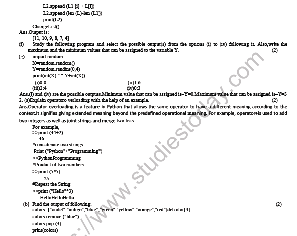 CBSE Class 12 Computer Science Sample Paper 2 3