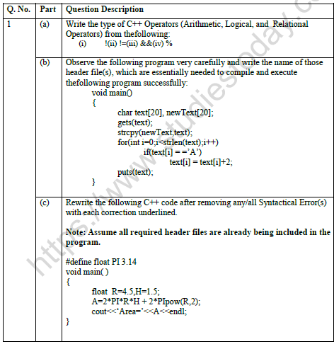 CBSE Class 12 Computer Science Sample Paper 2021 Set C Solved 1