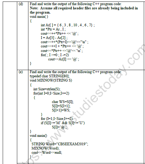 CBSE Class 12 Computer Science Sample Paper 2021 Set C Solved 2