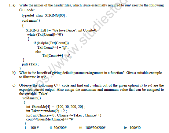 CBSE Class 12 Computer Science Sample Paper 2021 Set D Solved 1