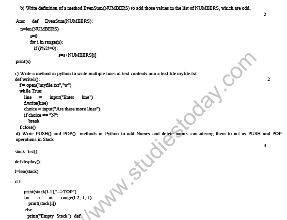 CBSE Class 12 Computer Science Sample Paper 3 4