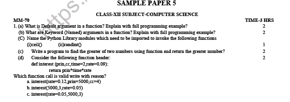 CBSE Class 12 Computer Science Sample Paper 5 2