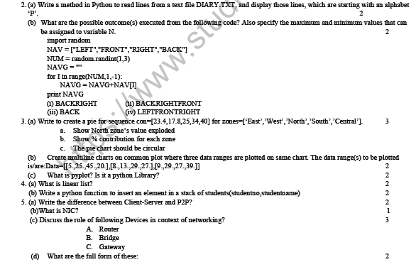 CBSE Class 12 Computer Science Sample Paper 5 4