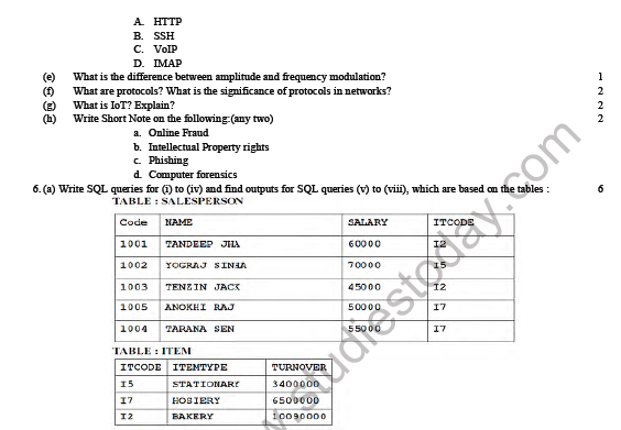 CBSE Class 12 Computer Science Sample Paper 5 5