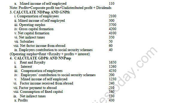 CBSE Class 12 Economics Income Method Worksheet Set A 3