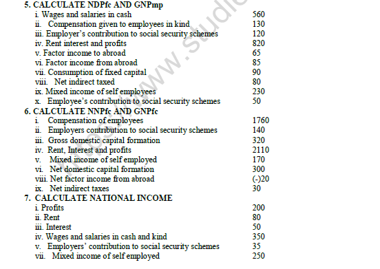 CBSE Class 12 Economics Income Method Worksheet Set A 4