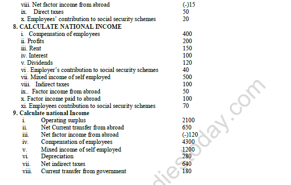 CBSE Class 12 Economics Income Method Worksheet Set A 5