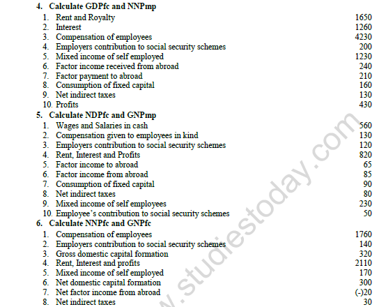 CBSE Class 12 Economics Income Method Worksheet Set B 2