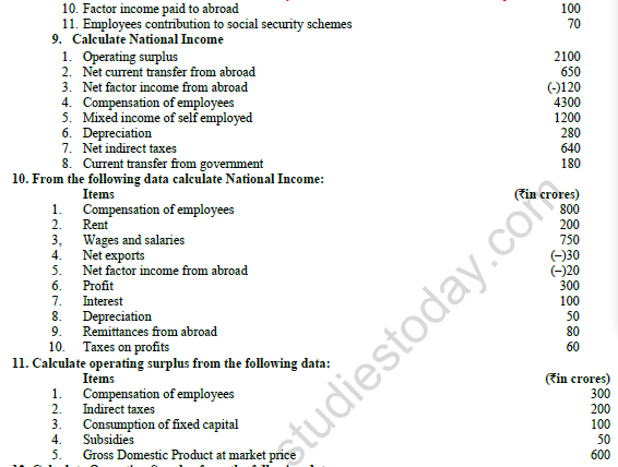 CBSE Class 12 Economics Income Method Worksheet Set B 4