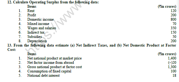 CBSE Class 12 Economics Income Method Worksheet Set B 5
