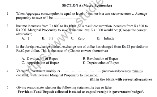 CBSE Class 12 Economics Sample Paper 2020 Set A Solved 1