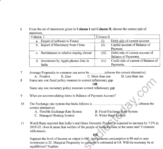 CBSE Class 12 Economics Sample Paper 2020 Set A Solved 2