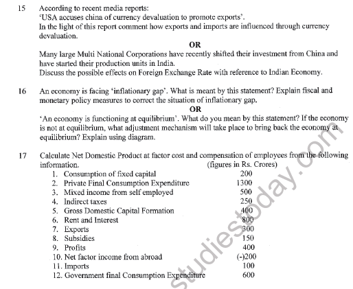 CBSE Class 12 Economics Sample Paper 2020 Set B Solved 4