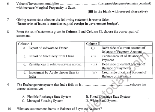 CBSE Class 12 Economics Sample Paper 2020 Set C Solved 2