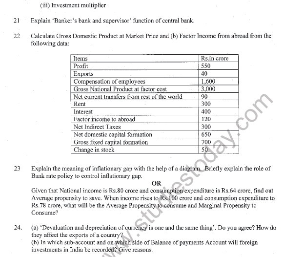 CBSE Class 12 Economics Sample Paper 2021 Set C Solved 6