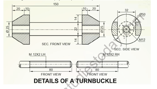 CBSE Class 12 Engineering Graphics Assembly Drawing Worksheet Set A 5